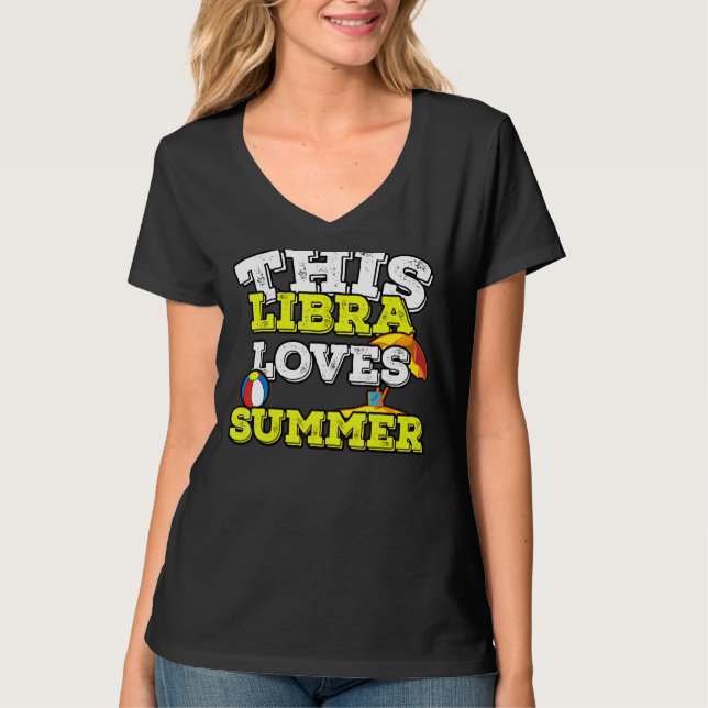 Camiseta Horoscópio Sinal Zodíaco Libra ama Verão (Frente)