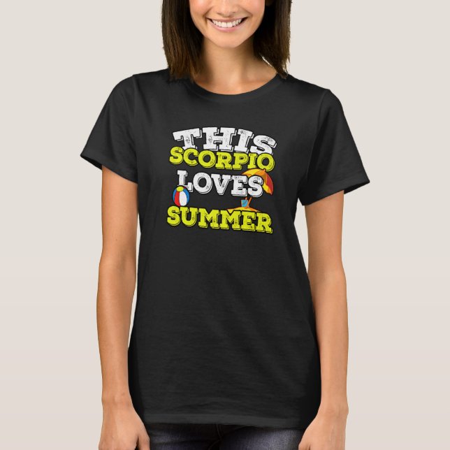 Camiseta Horoscópio Sinal Zodíaco Scorpio ama Verão (Frente)