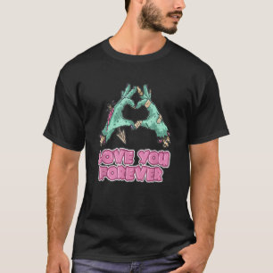 Camiseta Horror Cardíaco Sinal de Mão Amor para Sempre Gráf