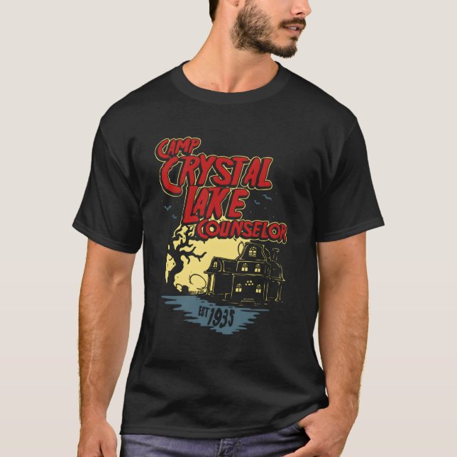 Camiseta Horror de Anos 80 do Conselheiro do Lago Crystal (Frente)