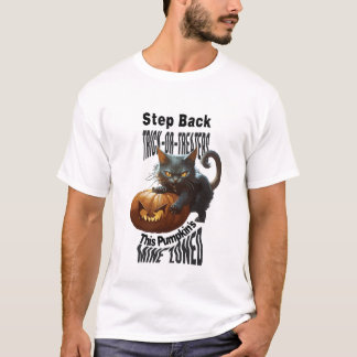 Camiseta Horror Gato Assustador Pumpkin Truque ou Tratar no