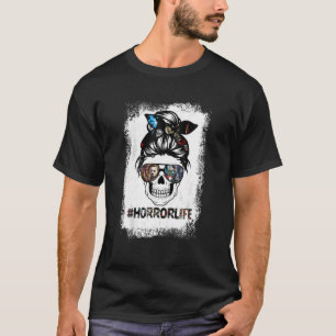 Camiseta Horror Life Skull Mãe Cabelo MMessado Sangrado San