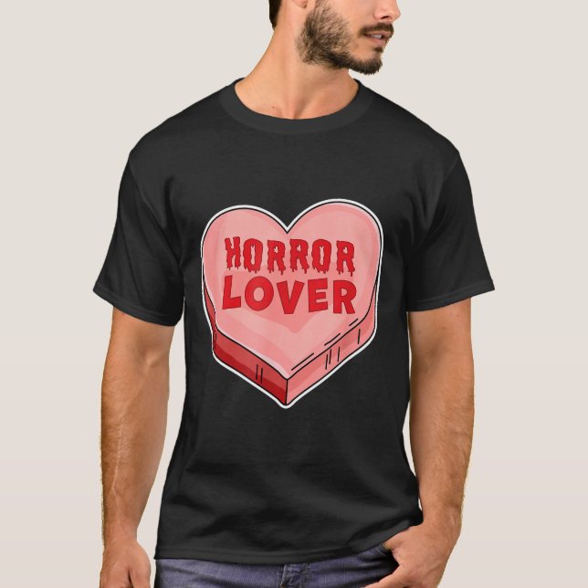 Camiseta Horror Lover Candy Heart Valentines Day Halloween  (Frente)