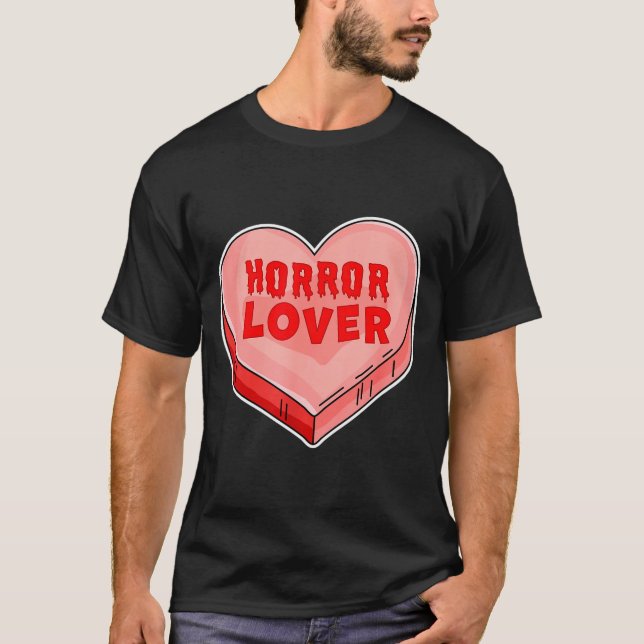 Camiseta Horror Lover Candy Heart Valentines Day Halloween  (Frente)