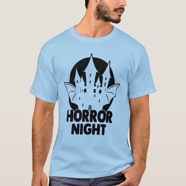 Camiseta Horror Night Scary House Bat Halloween (Frente)
