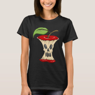 Camiseta Horror Núcleo De Maçã Rosto Assustador Do Hallowee