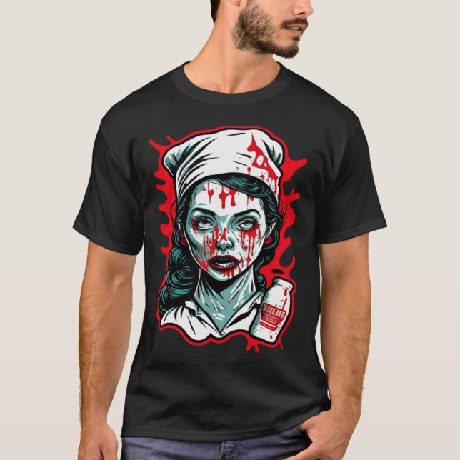Camiseta Horror Nurse Nightmare Scary Terrifying Halloween (Frente)