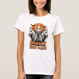 Camiseta Horror Retro Spooky Noite-Mares Cavalos Boo Fantas