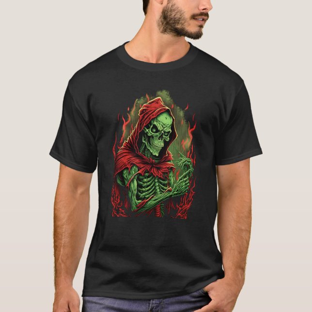 Camiseta Horror Rock Skeleton Creepy Undead Death Occult (Frente)