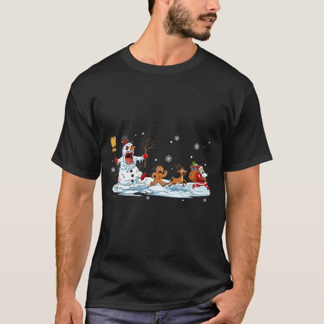 Camiseta Horror Snowman Christmas Reindeer Gingerbread Sant (Frente)