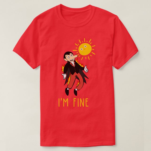 Camiseta horror vampiro engraçado com o sol (Frente do Design)