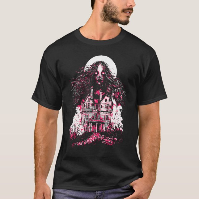 Camiseta Horror Vitoriano Fantasma Assustador Gótico Maldit (Frente)