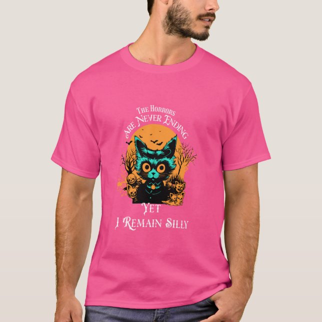 Camiseta Horrores Nunca Terminam Ainda Eu Continuo Bobo vin (Frente)