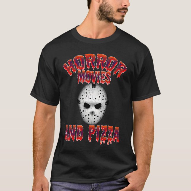Camiseta Horrormovies and Pizza  for Halloween Party with m (Frente)