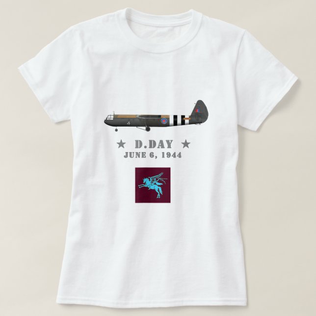 Camiseta Horsa WW2 D Day Parachusts da British 6 Airborne36 (Frente do Design)