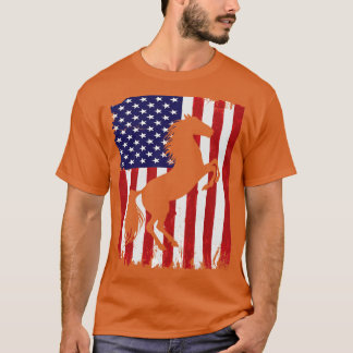 Camiseta Horse American Flag USA 4º de julho Patriotic Eque