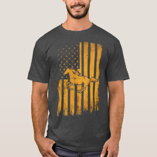 Camiseta Horse American Flag USA 4 de julho Men Boy