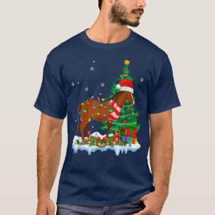 Camiseta Horse Animal Lover Xmas Tree Santa Hat Horse Chris