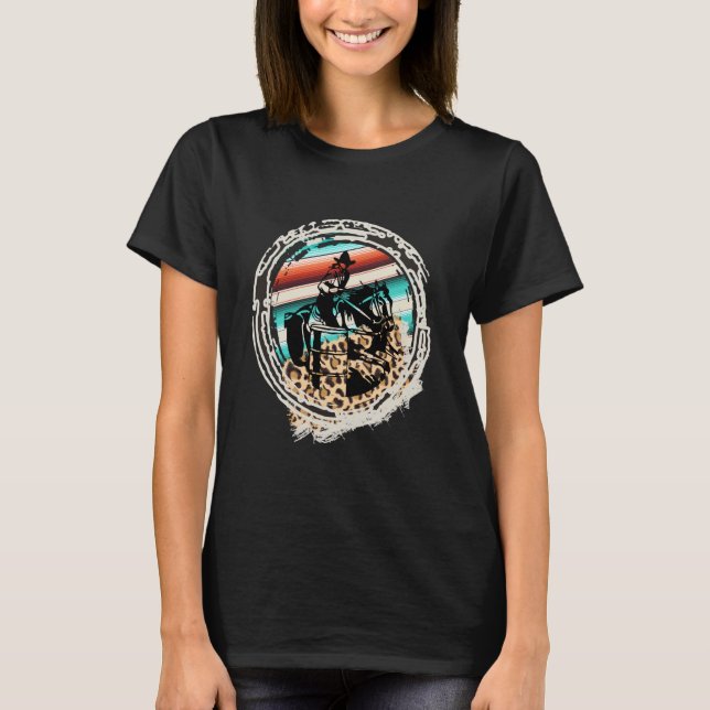Camiseta Horse Barrel Racing Serape Leopard (Frente)