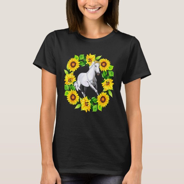 Camiseta Horse Bow Tie In Sunflowers Circle Animal  Kids (Frente)