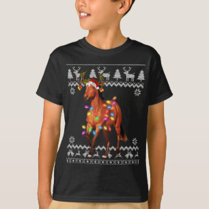 Camiseta Horse Christmas Lights Santa Hat Ornament