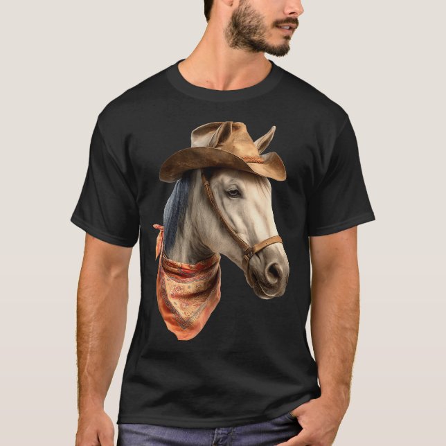 Camiseta Horse Cowboy Equestrian Riding Funny Graphic  (Frente)