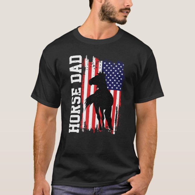 Camiseta Horse Dad American Flag Like A Regular Dad But Coo (Frente)
