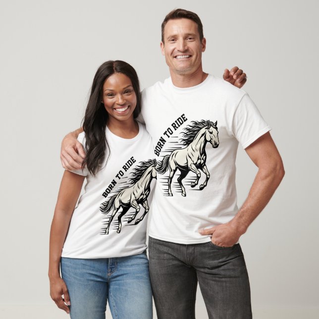 Camiseta Horse Design – Born to Ride Dynamic Illustration (Unissex)