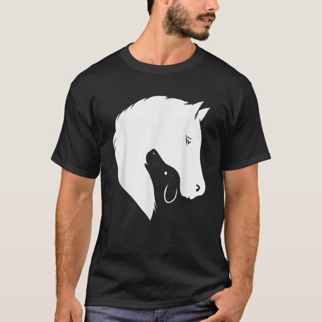 Camiseta Horse Dog Silhouette Funny Equine Canine Animal Lo (Frente)
