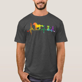 Camiseta Horse e Cat Heartbeat Aquarelas