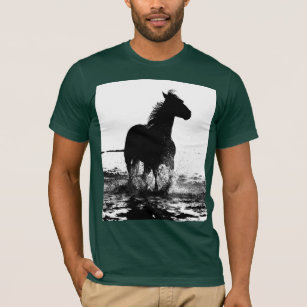 Camiseta Horse Elegante Elegante de Floresta Verde em Corre