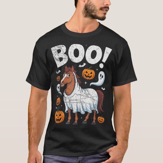 Camiseta Horse Ghost Costume Funny Equestrian Horses Lover  (Frente)