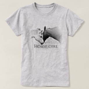 Camiseta Horse Girl - Personalize - T-Shirt Preto e Branco