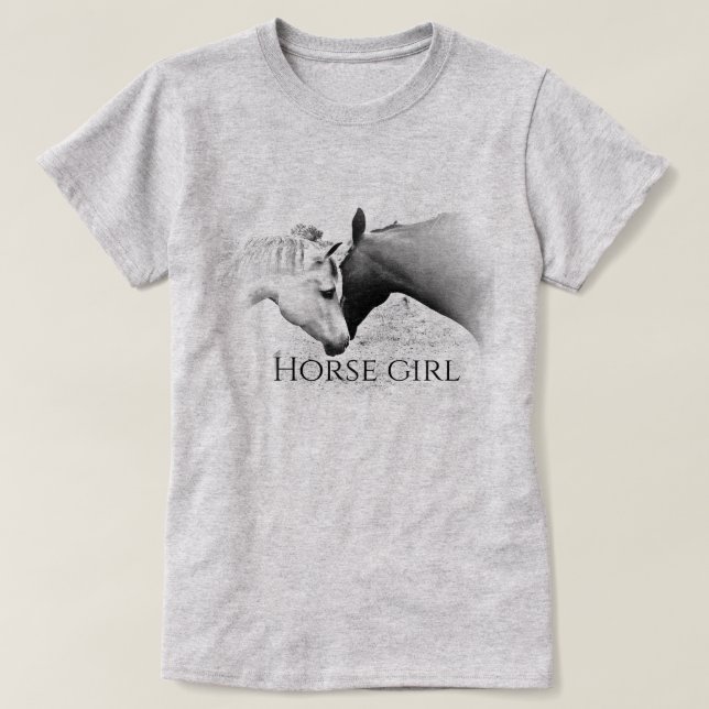 Camiseta Horse Girl - Personalize - T-Shirt Preto e Branco (Frente do Design)