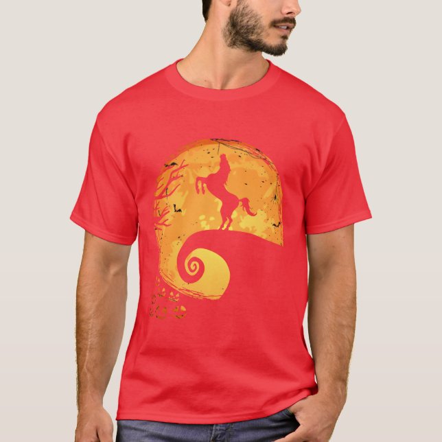 Camiseta Horse Halloweenee Engraçada Mulher Menina (Frente)