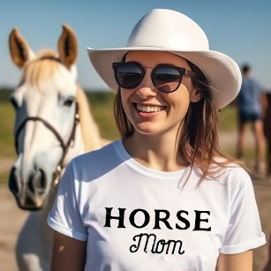 Camiseta Horse Mãe   Simples Script Retro Cute Equestre