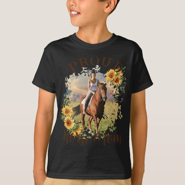 Camiseta Horse Pet Photo Text Sunflower Accent T Shirt  (Frente)
