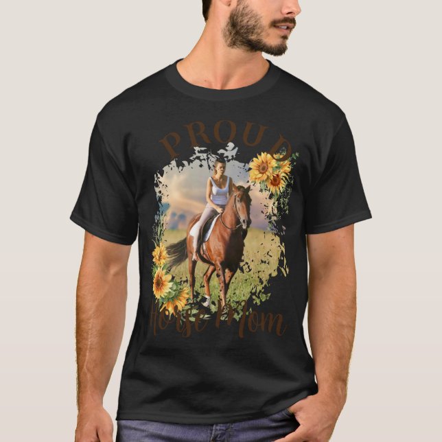 Camiseta Horse Pet Photo Text Sunflower Accent T Shirt  (Frente)