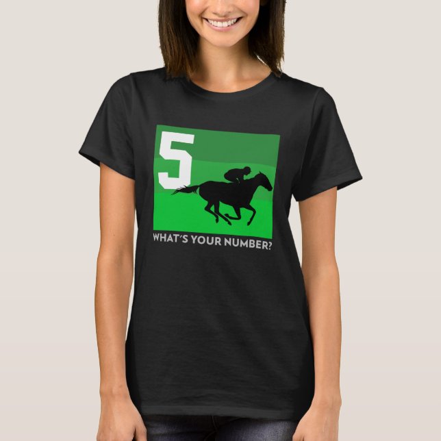 Camiseta Horse Racing  5 Saddle Cloth Number Five Green Sad (Frente)