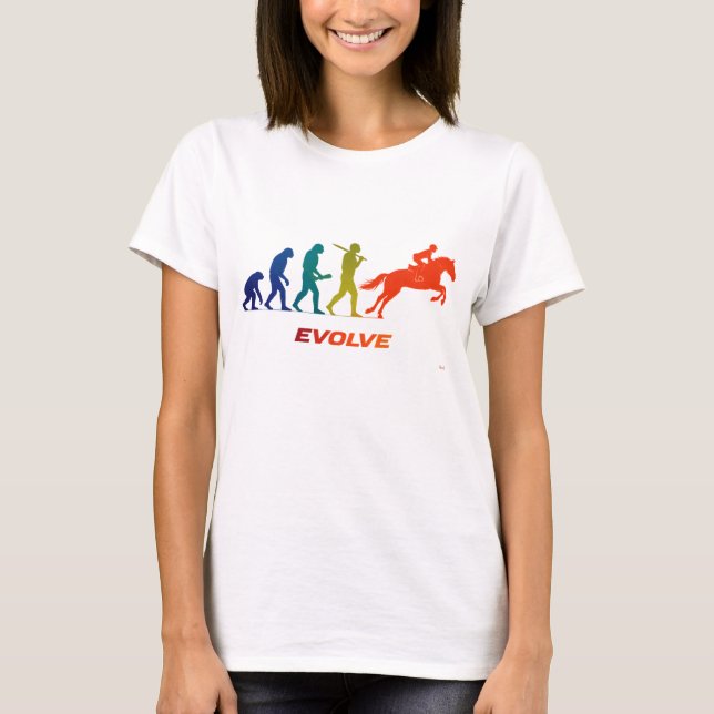 Camiseta Horse Racing Evolution Silhouette Jockey Design (Frente)