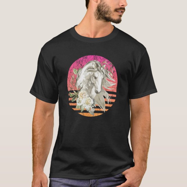 Camiseta Horse Retro Horses Wild Life Horse Lover Retro Wes (Frente)