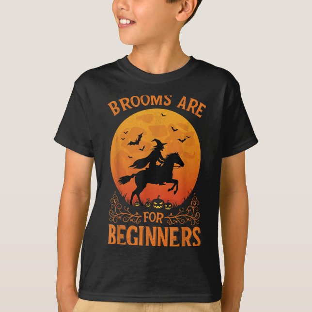 Camiseta Horse Rider Halloween Equestrian Brooms Are For Be (Frente)