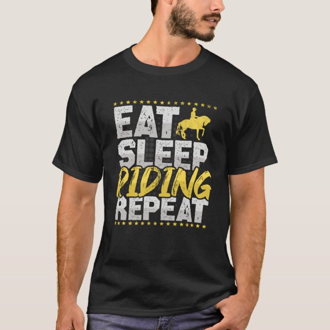 Camiseta Horse Riding Eat Sleep Repeat Horses Hobby Riding (Frente)