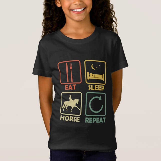 Camiseta Horse Riding Rider Eat Sleep Repeat Funny retro (Frente)