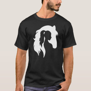 Camiseta Horse Silhouette Young Woman Girl Equestrian Cowgi
