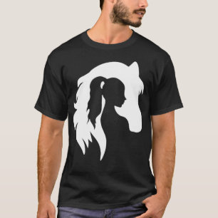 Camiseta Horse Silhouette Young Woman Girl Equestrian Cowgi