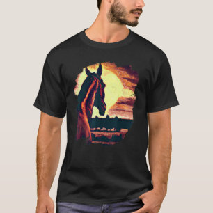 Camiseta Horse Sunset Lhamas Vintage Retro Horseback