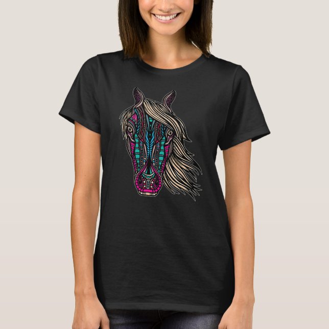 Camiseta Horse Tribal Eastern Culture  India Hindi Animals (Frente)