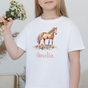 Camiseta Horse Watercolor Nome Personalizado Pony T Shirt