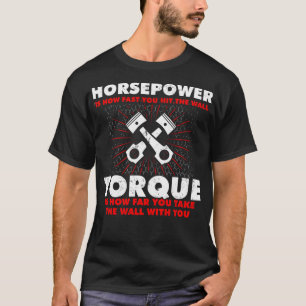 Camiseta Horsepower vs Torque Diesel Car Mecânico Funny Gif